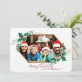 クリスマス ホーリー ベリー ヘキサゴン ゴールド グリッター フォト (スタンド正面)