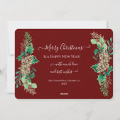 クリスマス ホーリー ベリー ヘキサゴン ゴールド グリッター フォト (裏面)