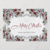 クリスマス ホーリー ベリー ラスティック コーポレート グリーティング (正面/裏面)
