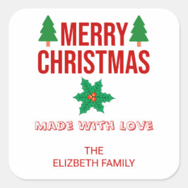 クリスマス ホーリー ベリー 手作り 食品 焼き物 四角 スクエアシール