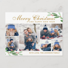 クリスマス ホーリー ベリー 6 枚の写真 コラージュ 挨拶カード ポストカード