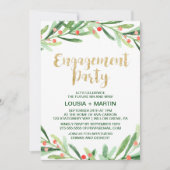 クリスマス ホーリー リース 婚約パーティー 招待状 (正面)