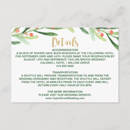 クリスマス ホーリー リース 結婚式 詳細 エンクロージャーカード (正面)