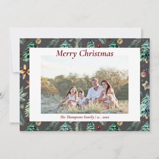 クリスマス ホーリー 植物 グリーン フォト チャコール (正面)