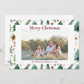 クリスマス ホーリー 植物 グリーン フォト 白 (正面/裏面)