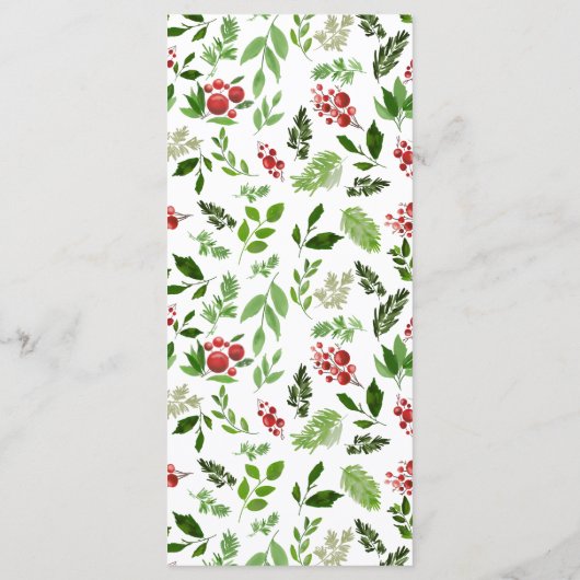 クリスマス ホーリー 赤い実 現代的なウェディング メニュー (裏面)