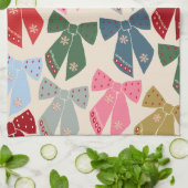 クリスマス・ボウズ・コケット キッチンタオル (折り畳み)