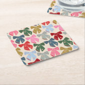 クリスマス・ボウズ・コケット スクエアペーパーコースター (アングル)