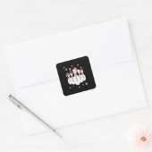 クリスマス ボウリング ピン 雪だるま サンタの帽子 クリスマス スクエアシール (封筒)