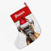 クリスマス・ボクサー犬の名前の背景 ラージクリスマスストッキング (裏面 (吊り時))