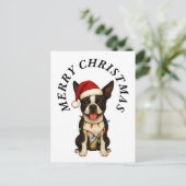 クリスマス ボストンテリア サンタ帽子 犬 メリークリスマス (スタンド正面)