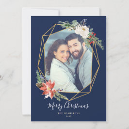 クリスマス ボタニカル ジオメトリック ブルー フォト