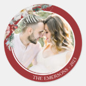 クリスマス ボタニカル フォト スティッカー ラウンドシール (正面)