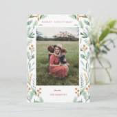 クリスマス ボタニカル & フローラル グリーン フォト カード (スタンド正面)