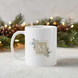 クリスマス ボタニカル モノグラム マグカップ