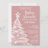クリスマス ボヘミアンピンク 女の子 ベイビーシャワー 招待状 (正面)