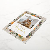 クリスマス ボヘミアンフラワー ドライ ブランチ ファミリー フォト 箔シーズンカード (回転した状態)