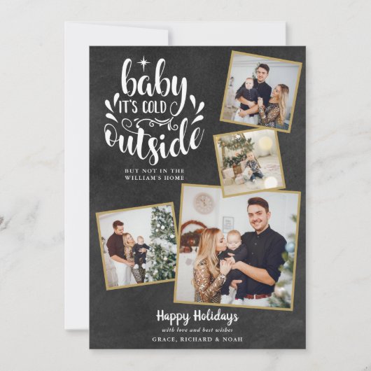 クリスマス ボホー チョークボード 4 枚の写真のコラージュ (正面)