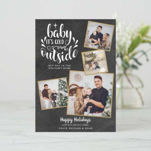 クリスマス ボホ チャコボード 4 枚の写真のコラージュ (スタンド正面)