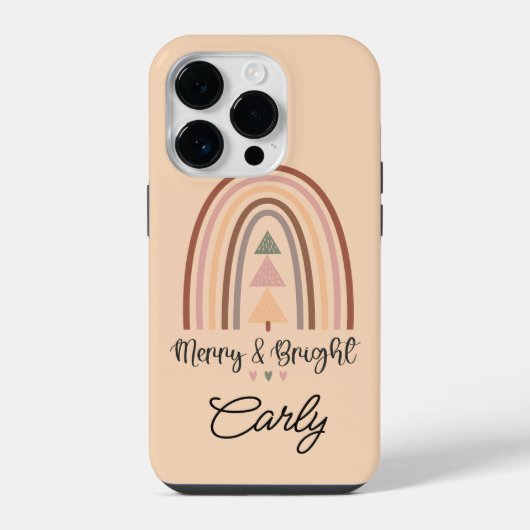 クリスマス ボホ ベージュ iPhoneケース (裏面)