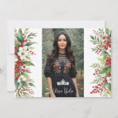 クリスマス ボーダー XVs ホーリー スイート フローラル スペイン語 招待状 (正面)