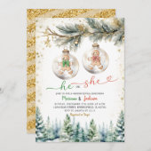 クリスマス・ボーブル性別が休日を明らかにする 招待状 (正面/裏面)