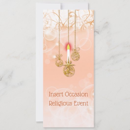 クリスマス·ボーブル·ライト·ロウソク·フローラ·スワール 招待状 (正面)