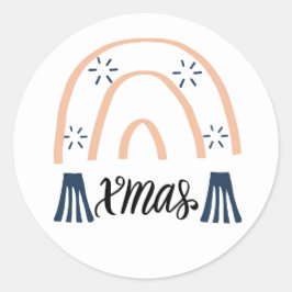 クリスマス ボーホー レインボー ラウンドシール