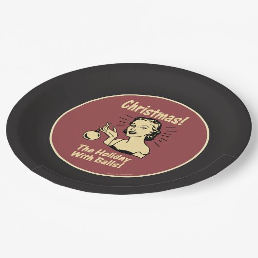 クリスマス:ボールのある休日 ペーパープレート (アングル)