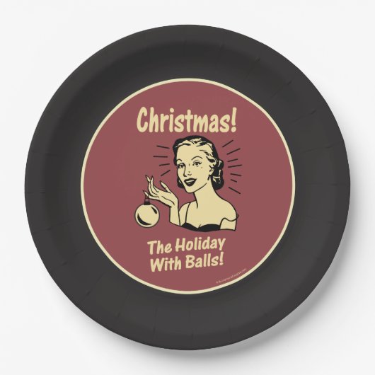 クリスマス:ボールのある休日 ペーパープレート (正面)