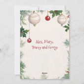 クリスマス・ボールディング・ホリデー・オーナメント・アイビーと松 シーズンカード (裏面)