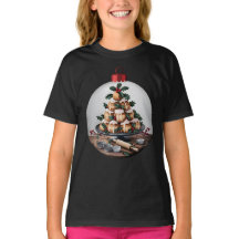 クリスマス・ボール型シュークリームのパン職人Tシャツ