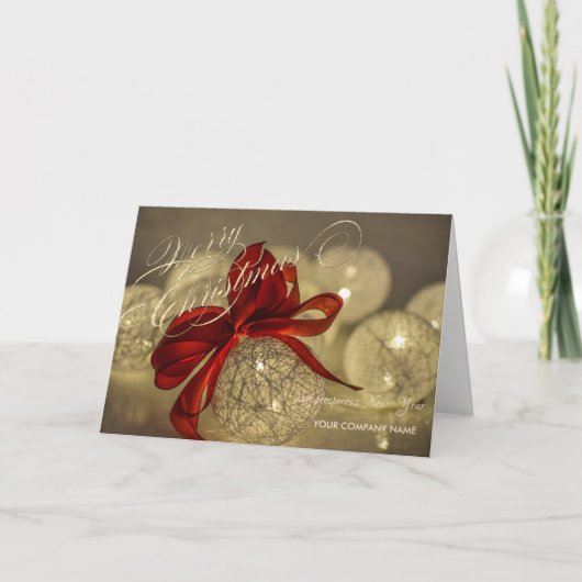 クリスマス·ボール赤い弓の会社が挨拶 シーズンカード (正面)