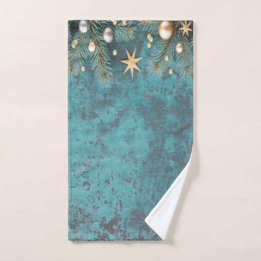 クリスマス ボール 星 枝 ビンテージ バスタオルセット (ハンドタオル)