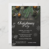 クリスマス+ボール+松のクリスマス+会社のパーティー 招待状 (正面)