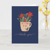 クリスマス・ポインセチアで友人と妻に感謝 カード (黄色い花)