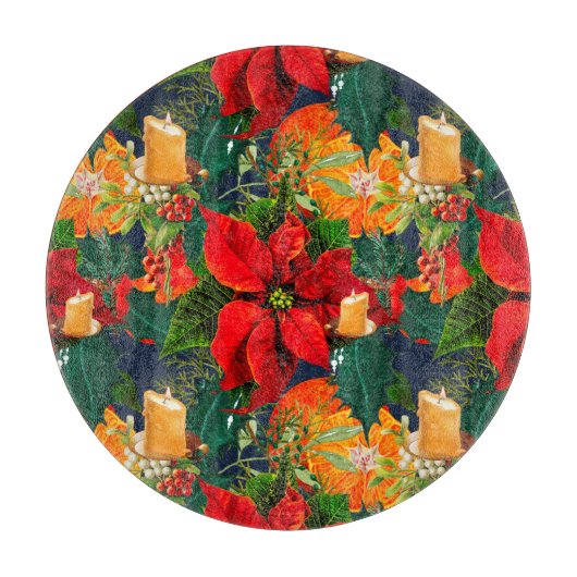 クリスマス，ポインセチア，ろうそく，フェスティバル，ヤドリギ，  カッティングボード (正面)