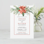 クリスマス ポインセチア エバーグリーン ガーランド ウェディング | 招待状 (スタンド正面)