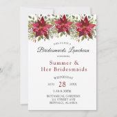 クリスマス ポインセチア グリーンの花嫁の昼食会 招待状 (正面)