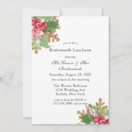 クリスマス ポインセチア ゴールド ブライズメイド ランチョン 招待状