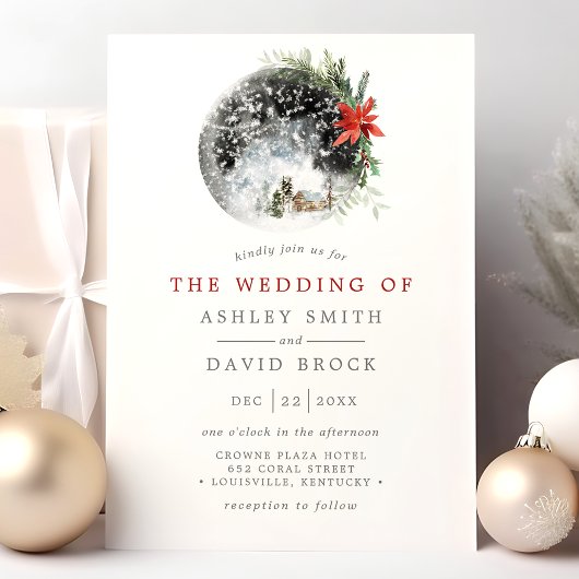 クリスマス ポインセチア ムーンフローラル ウェディング 招待状