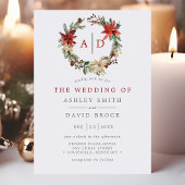 クリスマス ポインセチア モノグラム リース ウェディング 招待状