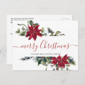 クリスマス ポインセチア ヤドリギ 法人向けグリーティング (正面/裏面)