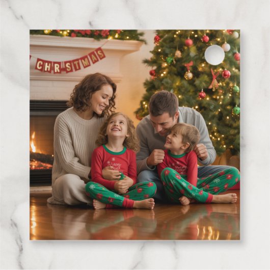 クリスマス ポインセチア リボン ホリデー フェイバータグ (裏面)