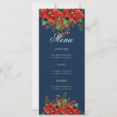 クリスマス ポインセチア 招待プログラム＆メニュー ネイビー 招待状 (裏面)