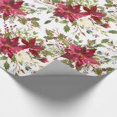 クリスマス ポインセチア 赤 エレガント ホリデー フラワーズ ラッピングペーパー (角)