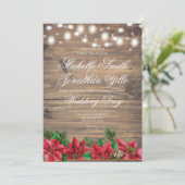 クリスマス·ポインセティ素朴ア冬の結婚式 招待状 (スタンド正面)