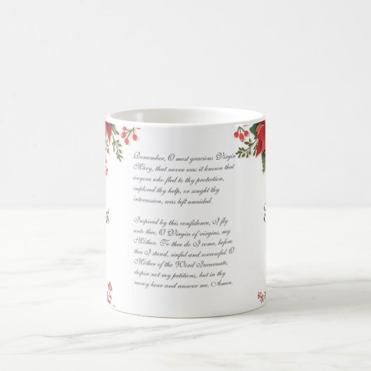 クリスマス・ポインセテ結婚ィアのカトリックの花嫁の付き添い コーヒーマグカップ (中央)