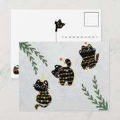 クリスマス ポストカード かわいい 猫 遊び ペット 楽しい (正面/裏面)