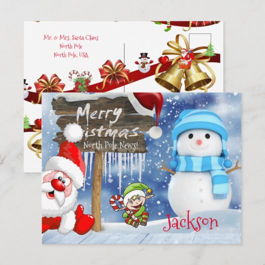 クリスマス ポストカード 北極 (正面/裏面)